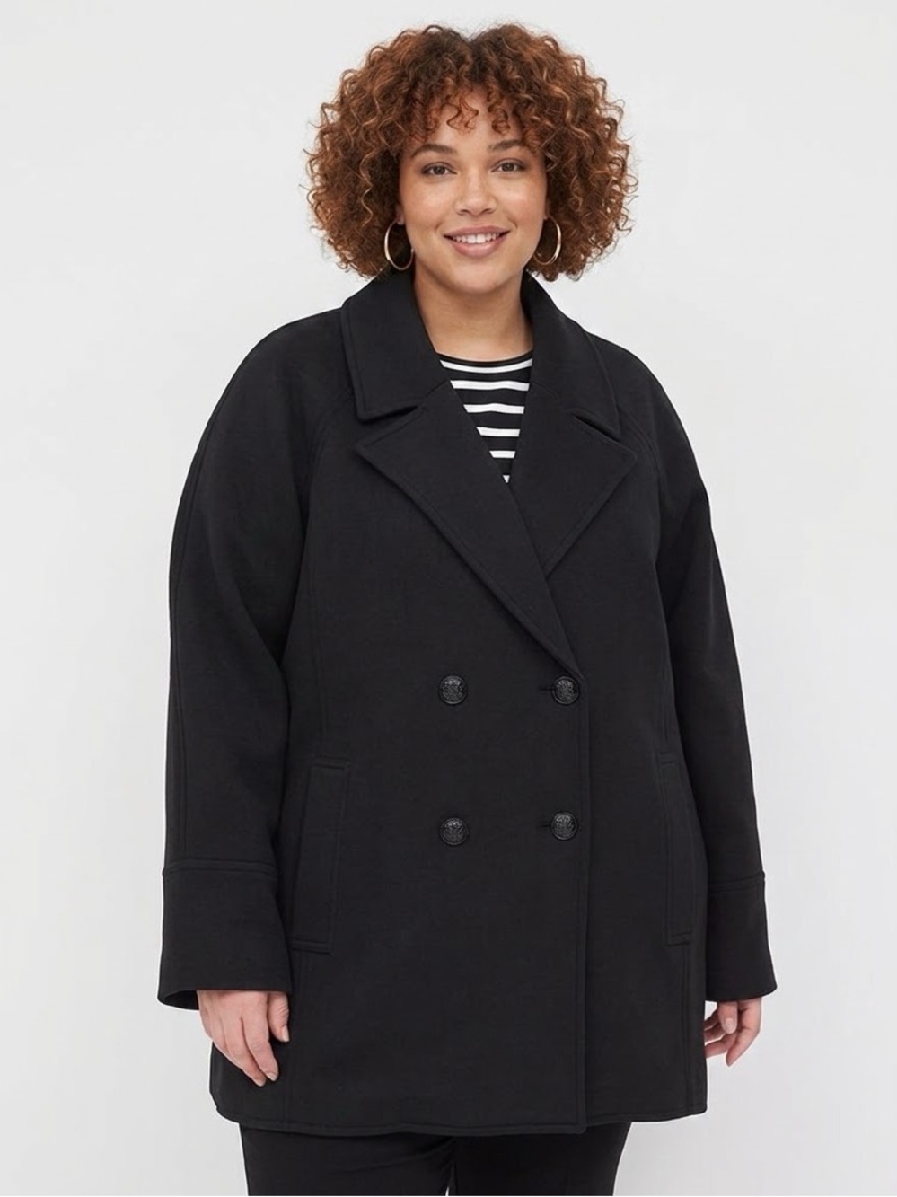 Lane Bryant Classic Black Women's Double-Breasted Coat Size 20
